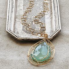 large chalcedony tear shaped pendant