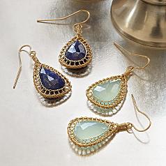 gold fill faceted drop earrings