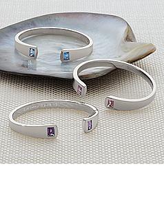 personalized sterling birthstone cuff