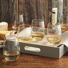 stemless white wine glass set