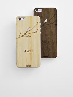 personalized toast bird + branch wood iphone skin