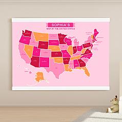 personalized kid's united states map wall mural art