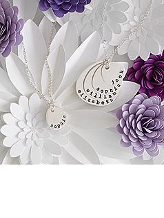 hand-stamped mother + children necklace