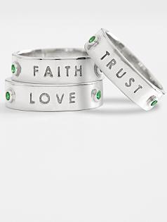 angels & emeralds faith, trust, love ring