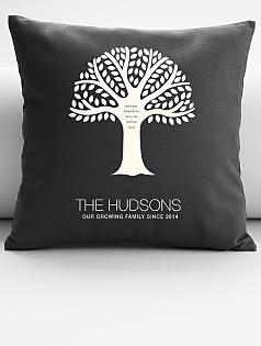 personalized modern family tree throw pillow