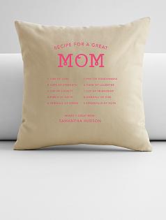 personalized mom's recipe throw pillow