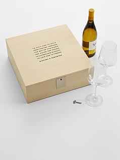 wooden wine + glass keepsake box