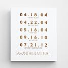 personalized couple's key dates wooden wall art