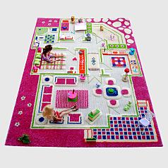 kid's 3D play carpet - playhouse pink