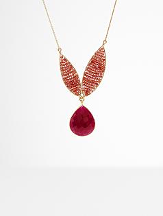 mabel chong gold fill garnet leaf necklace