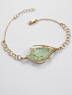 green chalcedony wire wrapped bracelet