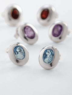 oval birthstone stud earrings