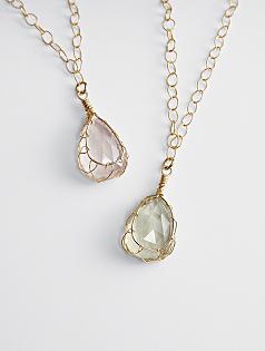 delicate tear-shaped gemstone pendant